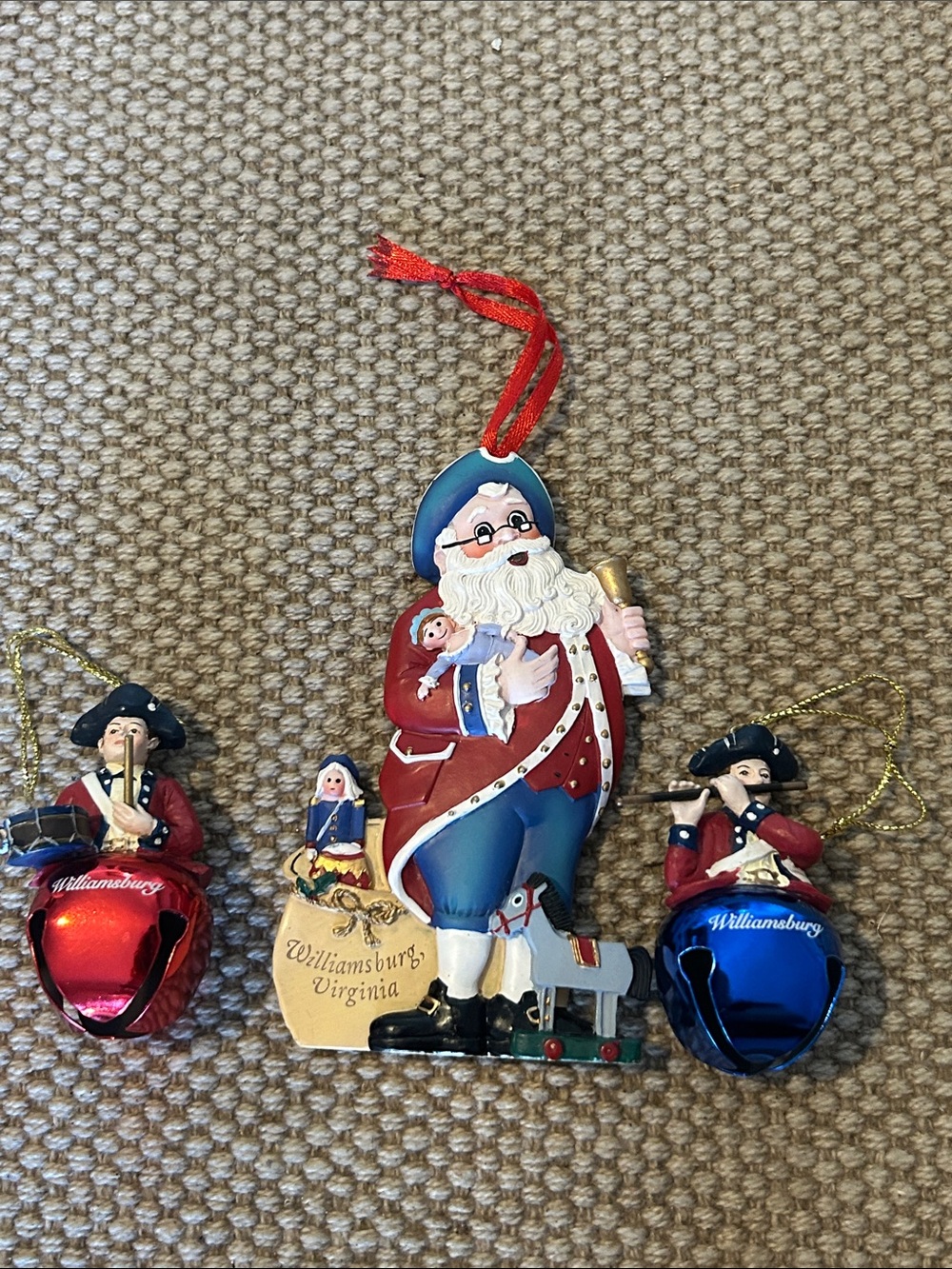 Santa Figurine Ornament in Red and Blue - Williamsburg Virginia
